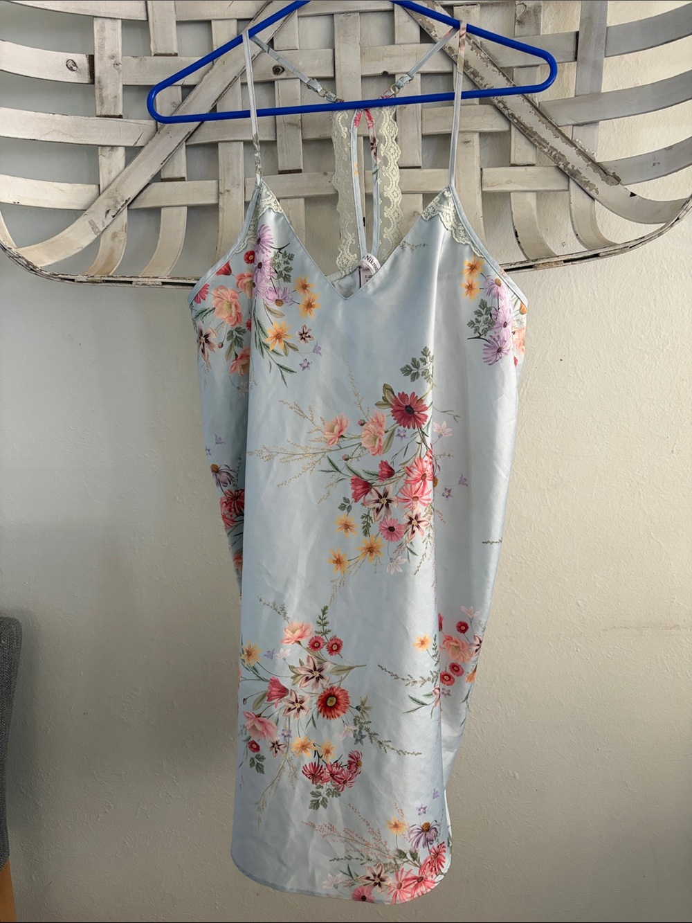 Flora Nikrooz Pale Blue Satin Floral Nightgown